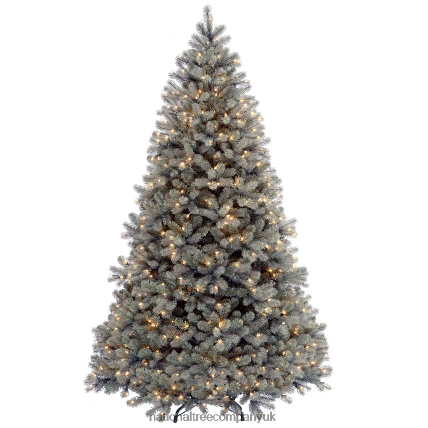 Trees | National Tree Company Pre-Lit Feel Real Artificial Full Downswept Christmas Tree Green Douglas Blue Fir White Lights Includes Stand 65 feet F2L4F45